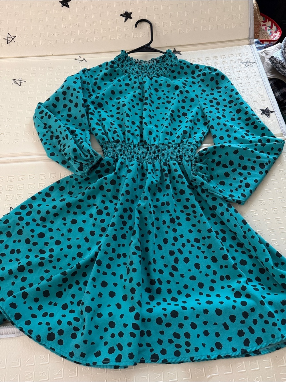 SHEIN Teal Blue Polka Dot Mini Dress